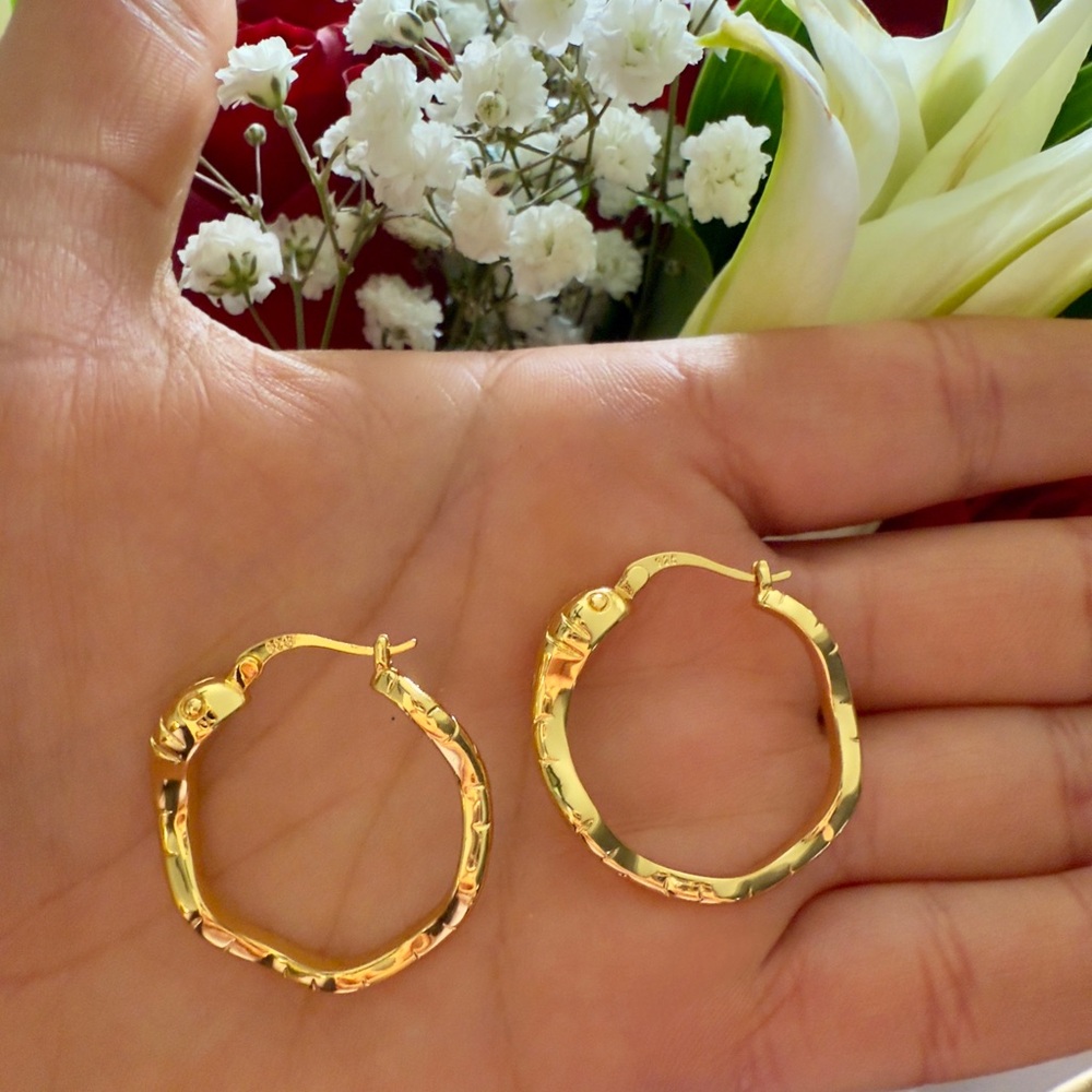 🐍 18K Gold Plated Snake Hoops / Sterling Silver Base